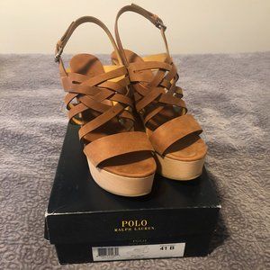 POLO RALPH LAUREN SUEDE PLATFORM SANDALS
